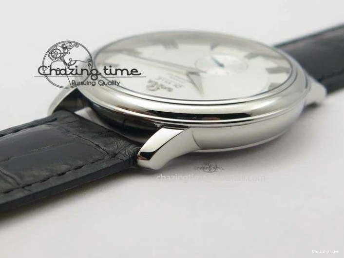 0420 Flexible De Ville MK 1:1 Best Edition SS White Dial On Black Leather Asian Seagull T1701 (Sec@6) 8244